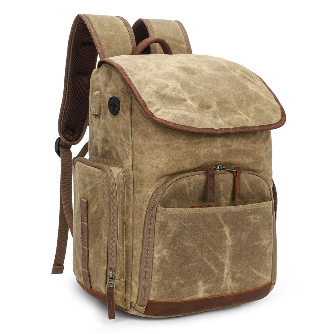 Canvas DSLR Camera Backpack - Khaki - 15