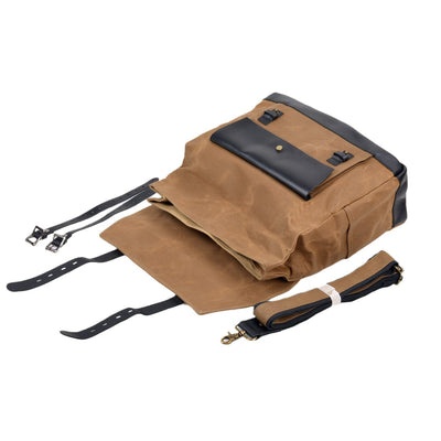 canvas motorcycle saddlebag adjustable straps and shoulder strap