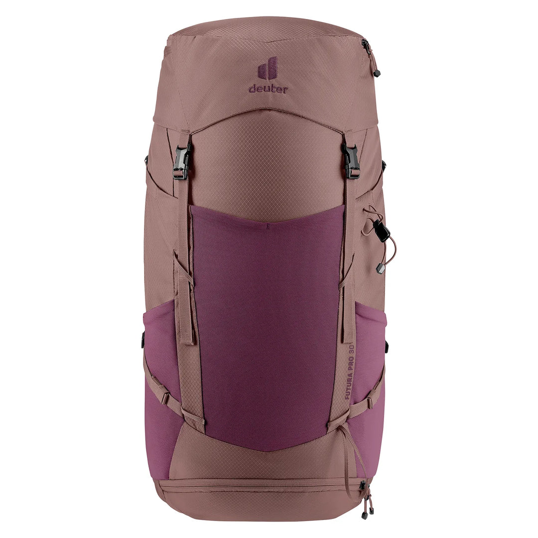 Deuter Futura Pro 30 SL Cassis Ashrose — front view showing main compartment and lid