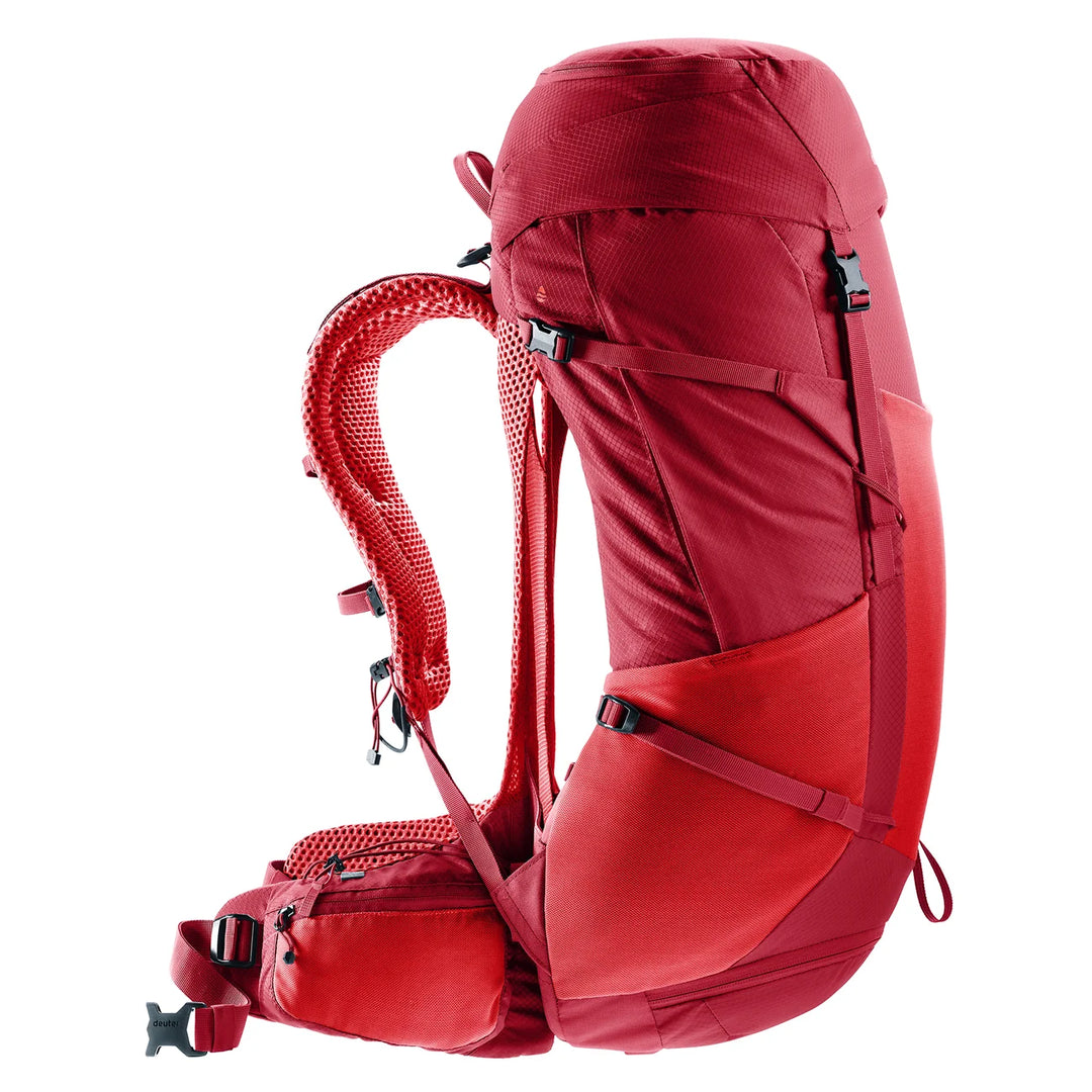 Deuter Futura Pro 32 Cherry Masala — side view showing hip belt and main compartment