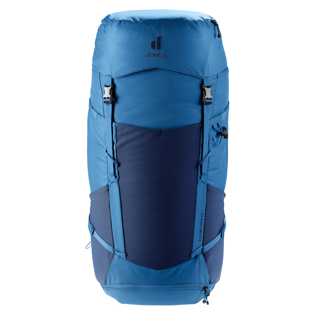 Deuter Futura Pro 36 Nightblue Baltic — front view showing main compartment and lid