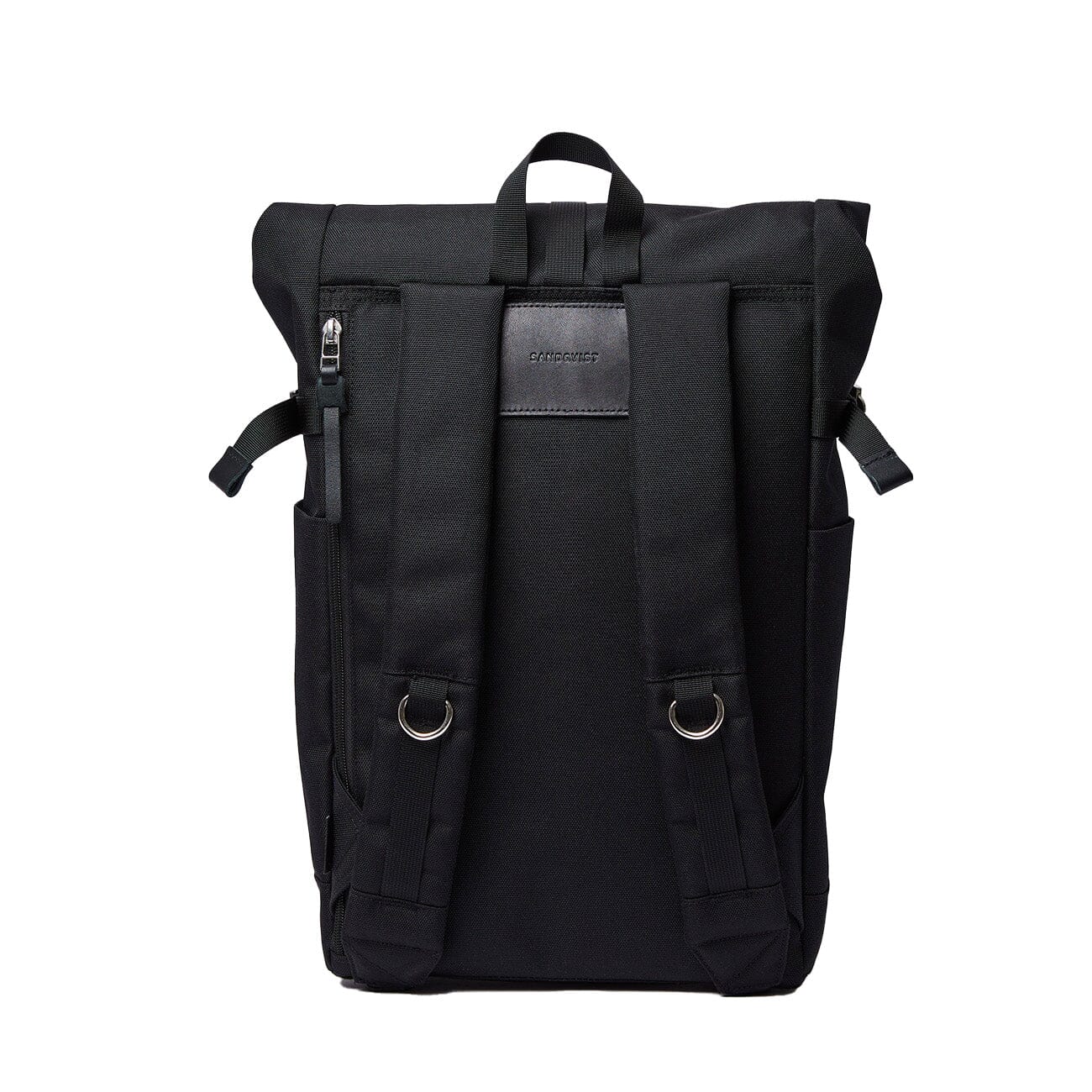 eco friendly urban roll top backpack ilon sandqvist black color back view