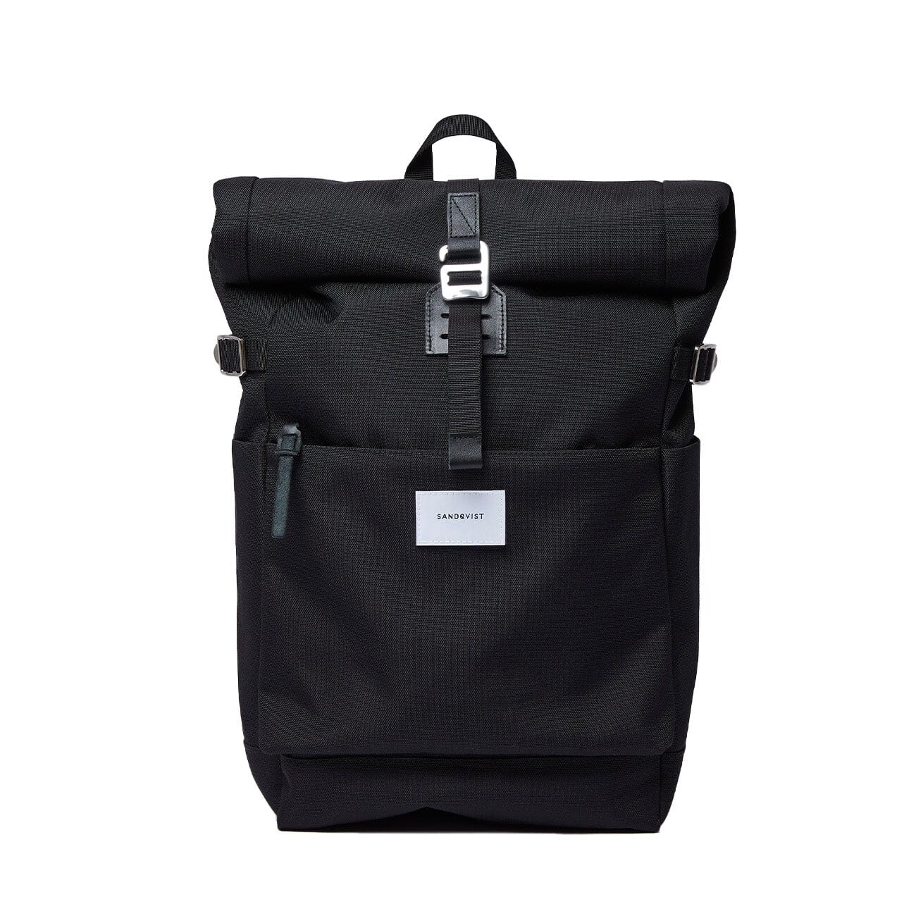 Sandqvist Ilon backpack in black, front view on white background