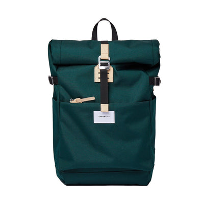 eco friendly urban roll top backpack ilon sandqvist green color front view