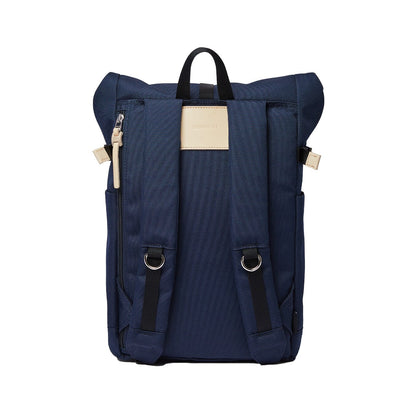 eco friendly urban roll top backpack ilon sandqvist navy color back view
