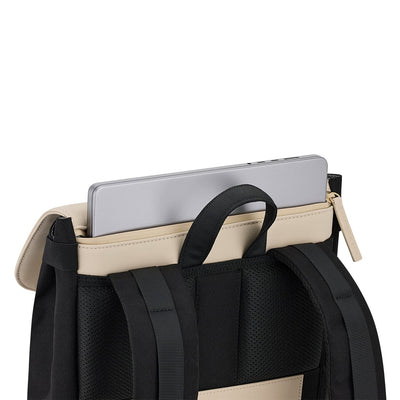 Fyn backpack, cream black, top access laptop sleeve pocket