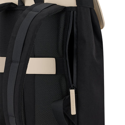 Fyn backpack, cream black, secret side easy access pocket