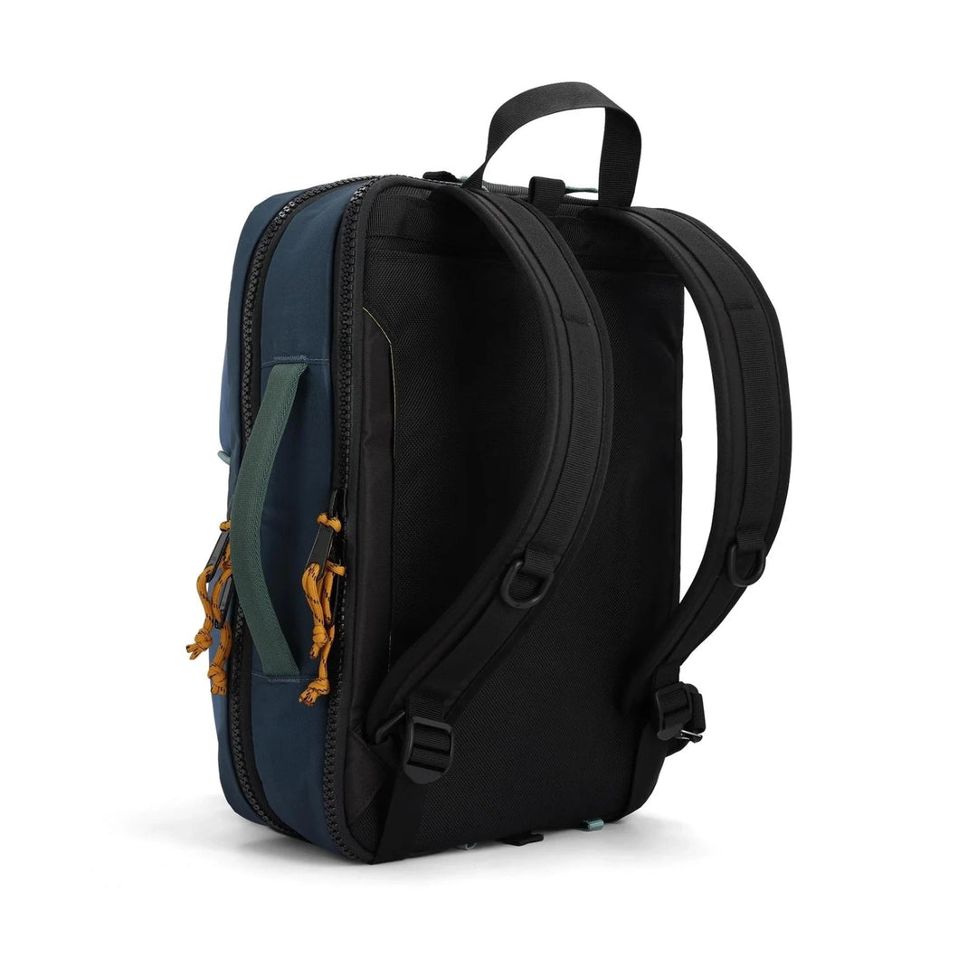 Rear view of the Global Briefcase in stone blue and forest