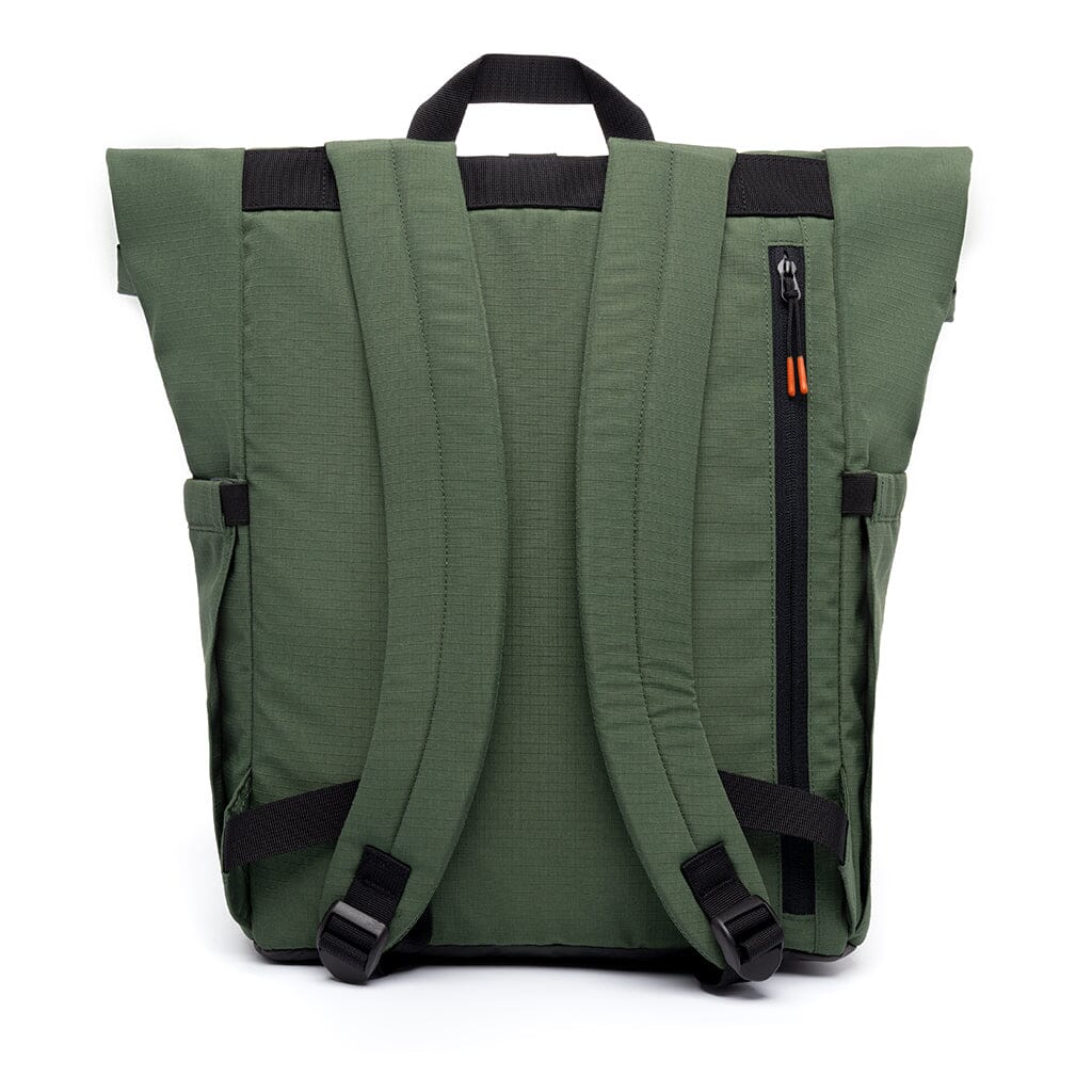 back view of the green environmentally friendly backpack from Lefrik brand