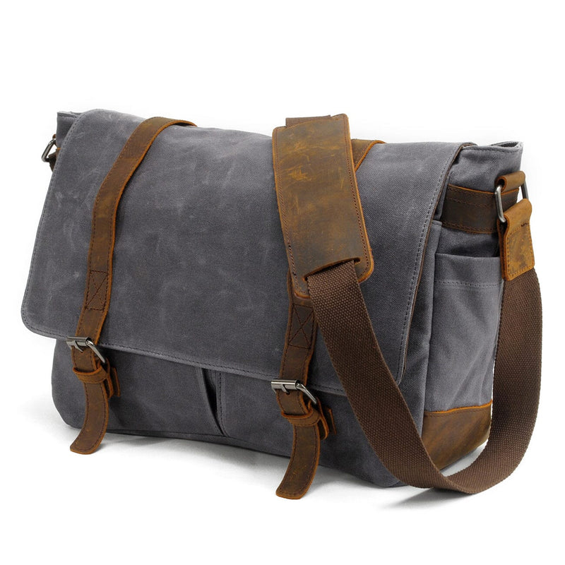 grey 15 inch laptop messenger bag side