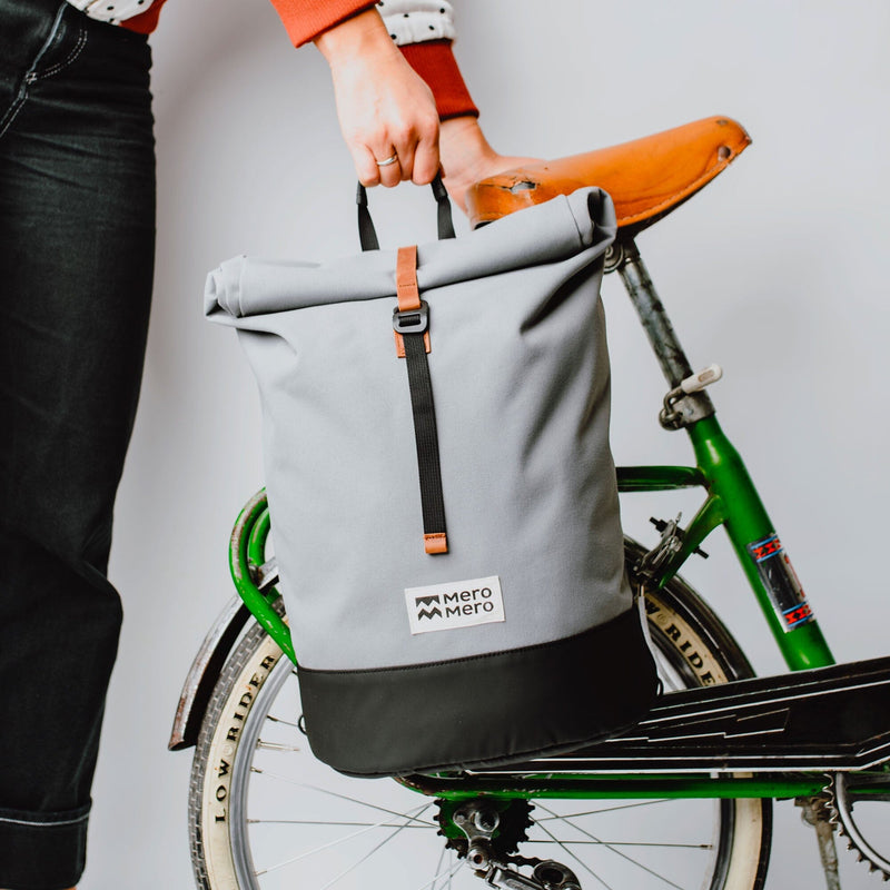 grey ethical commuter backpack mero mero