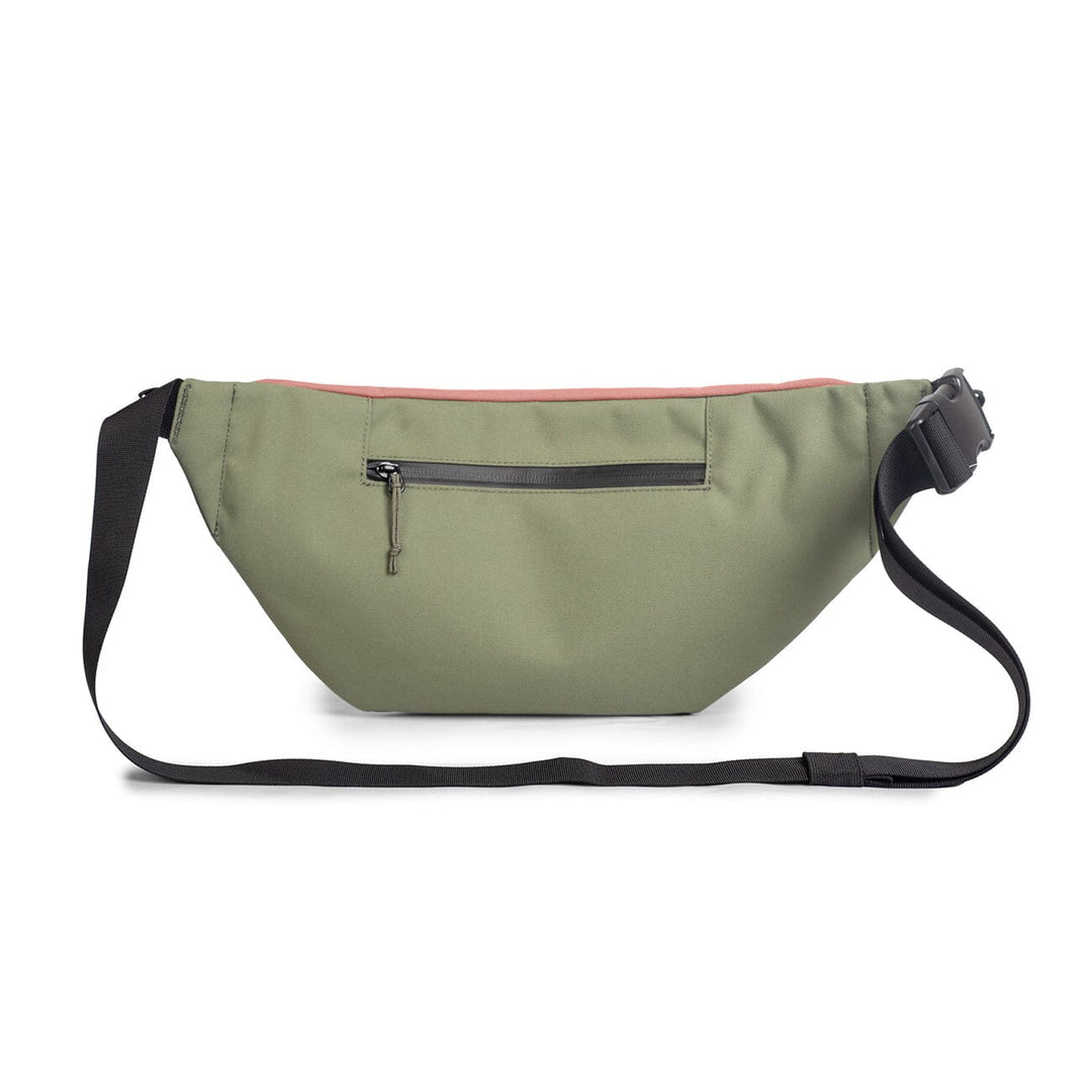 Rear view of the Hoian Recycled Bum Bag in pink
