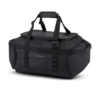 Kapten & Son Lisbon Duffle Backpack Medium 50L in black — side view with grab handles