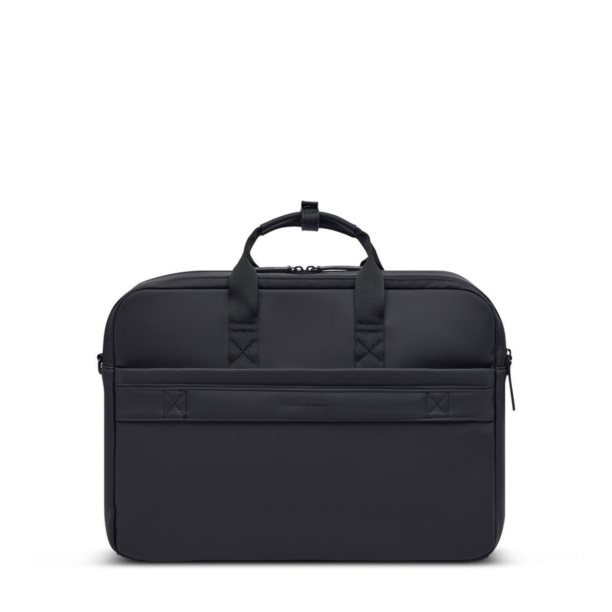 Back of the Bodo Laptop Bag with its band for a suitcase handle