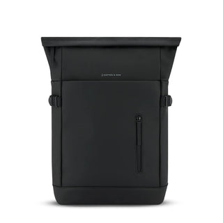 Kapten & Son Helsinki Backpack in all black — rolltop laptop backpack with front zip pocket and side compression straps
