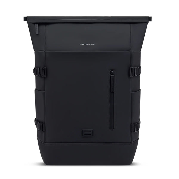 Kapten & Son Helsinki Pro Bike Backpack in black — front face studio product shot