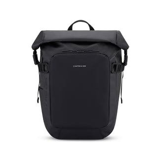 Kapten & Son Lisbon Small backpack in black — compact rolltop daypack with front zip pocket