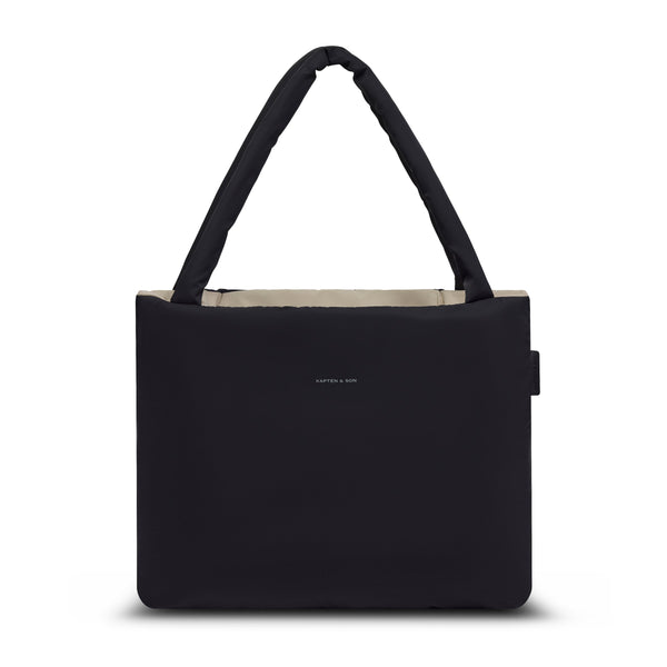 Kapten & Son Norva 2in1 Shopper in Black/Sand — front view of the black side with padded handles