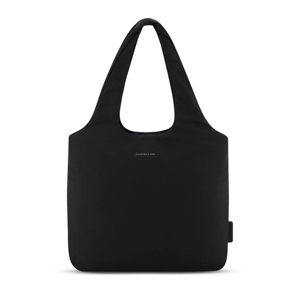 Kapten & Son Skara Cloud tote bag in black — puffy padded shopper with top handles