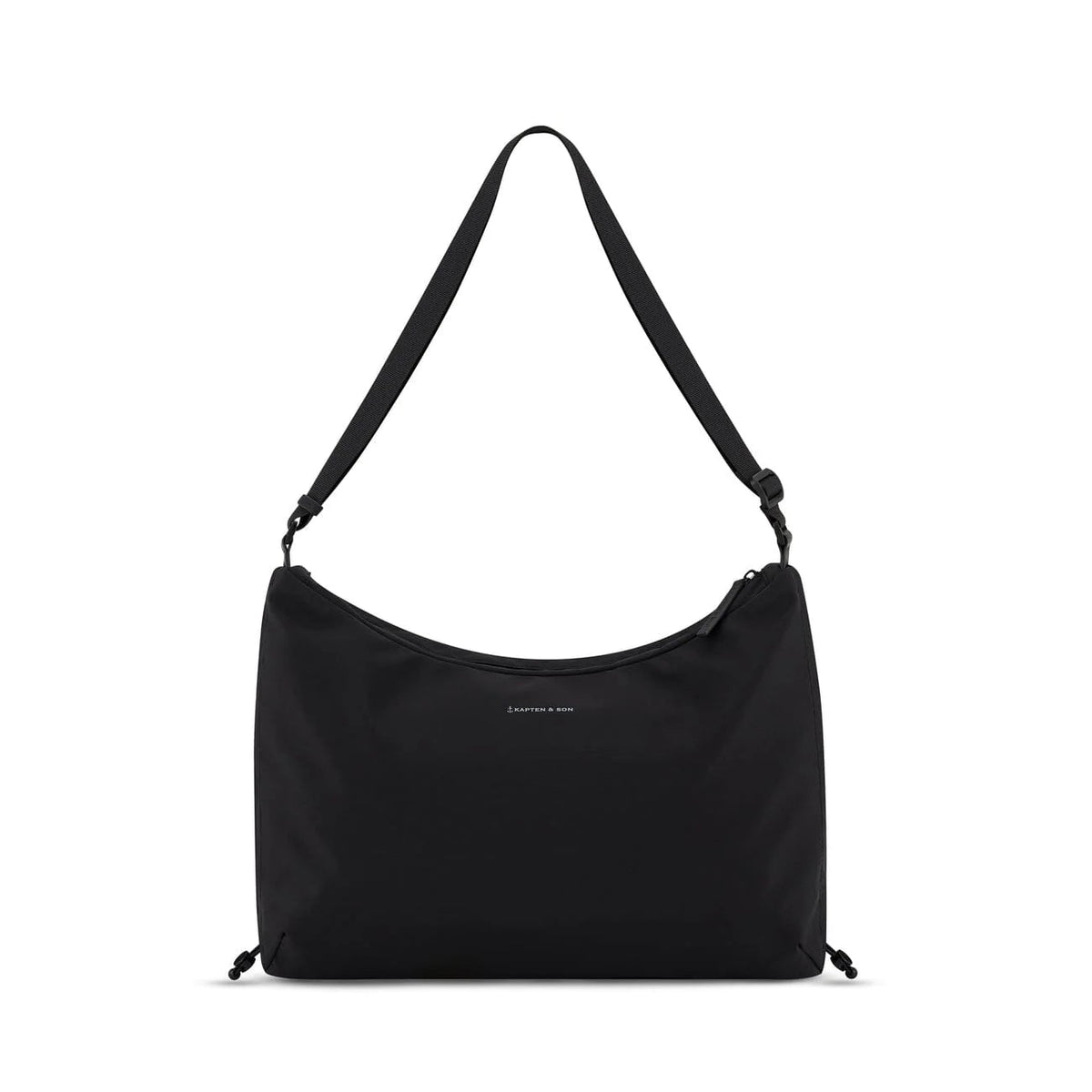 Kapten & Son Skara Large shoulder bag in black — crescent hobo with adjustable strap