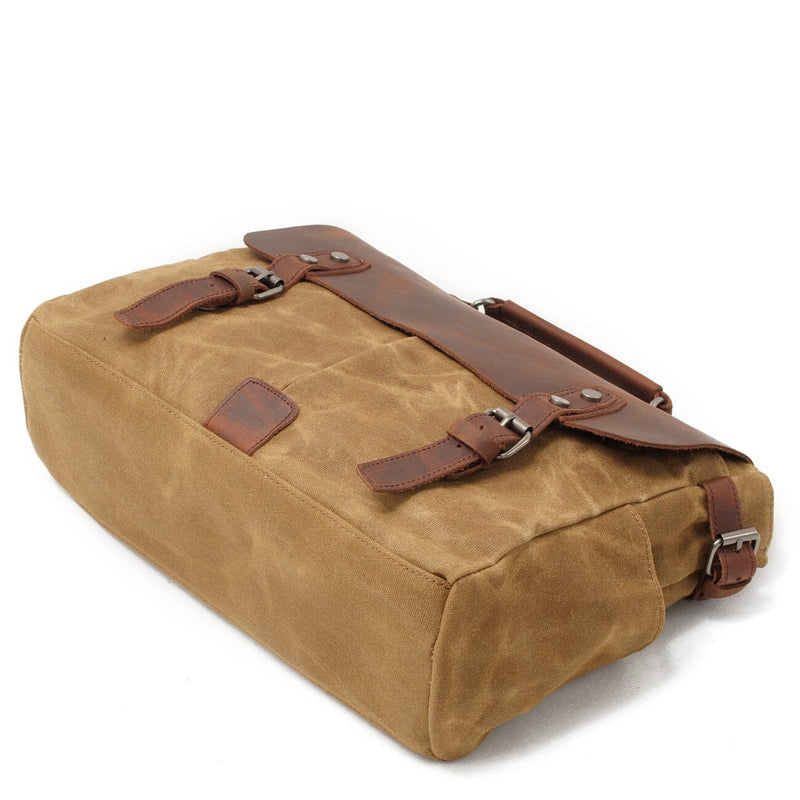 khaki canvas small messenger bag