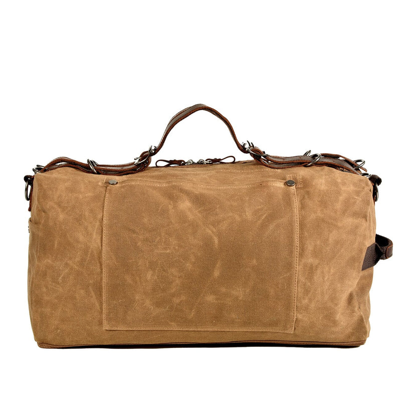 khaki vintage sports duffle bag front