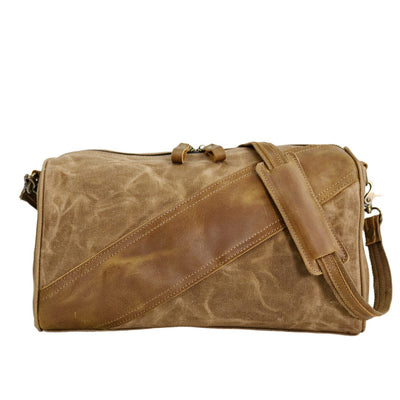 khaki waxed canvas leather sling bag front