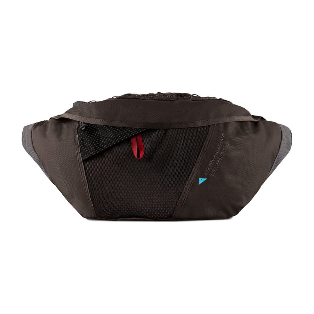 Klättermusen Fimmafäng 4.0 Lumbarpack 7L in Brown Umber, hiking hip pack, front view