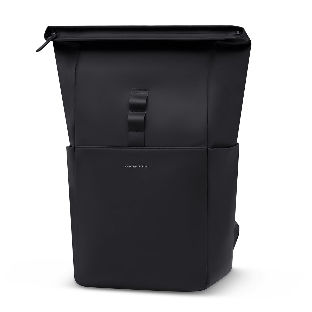 Lund Sleek in All Black, front view unrolled with the top zip open