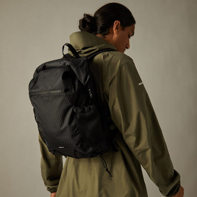 woman wearing sandqvist nils backpack black