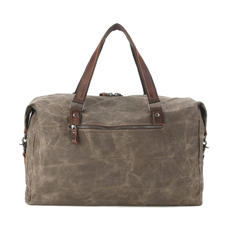 men vintage heavy duty army green canvas duffle bag for men back