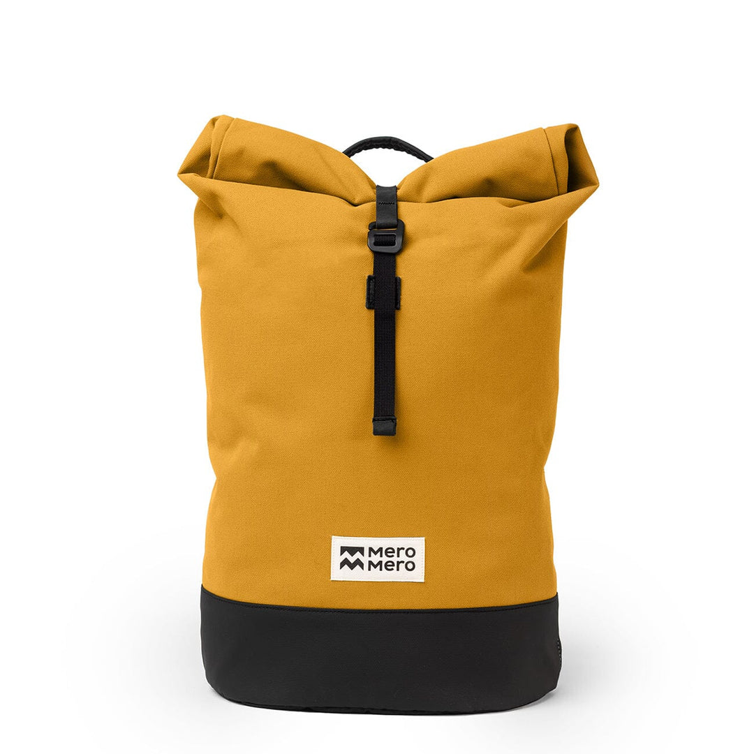 Mero Mero Wanaka Backpack in chai tea — front view with warm tan body