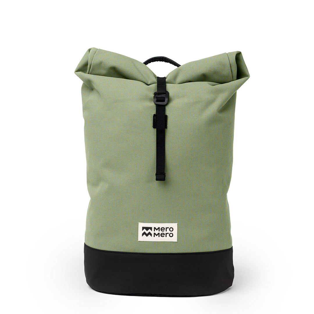 Mero Mero Wanaka Backpack in cypress green — front view with deep olive body