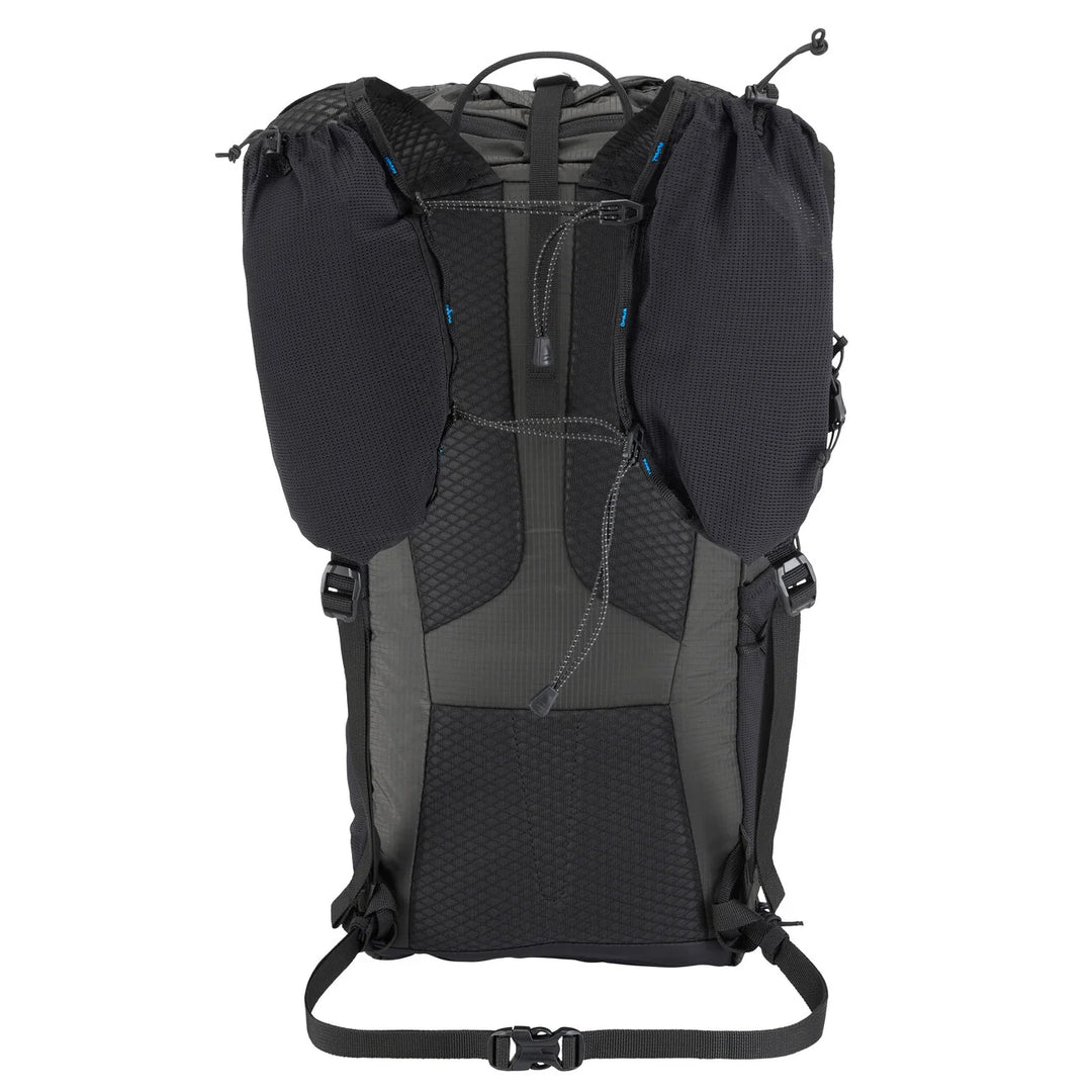 Millet Parmelan 17L Black — back panel with ventilated mesh shoulder straps and hip belt