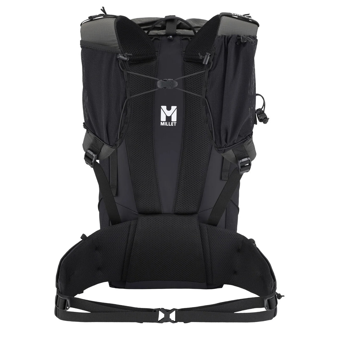 Millet Parmelan 25L Black — back panel with ventilated mesh, shoulder straps and hip belt