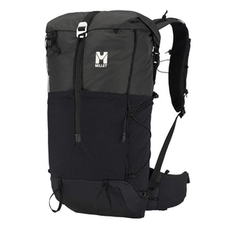 Millet Parmelan 25L Black — three-quarter front view with ripstop fabric and front zipper