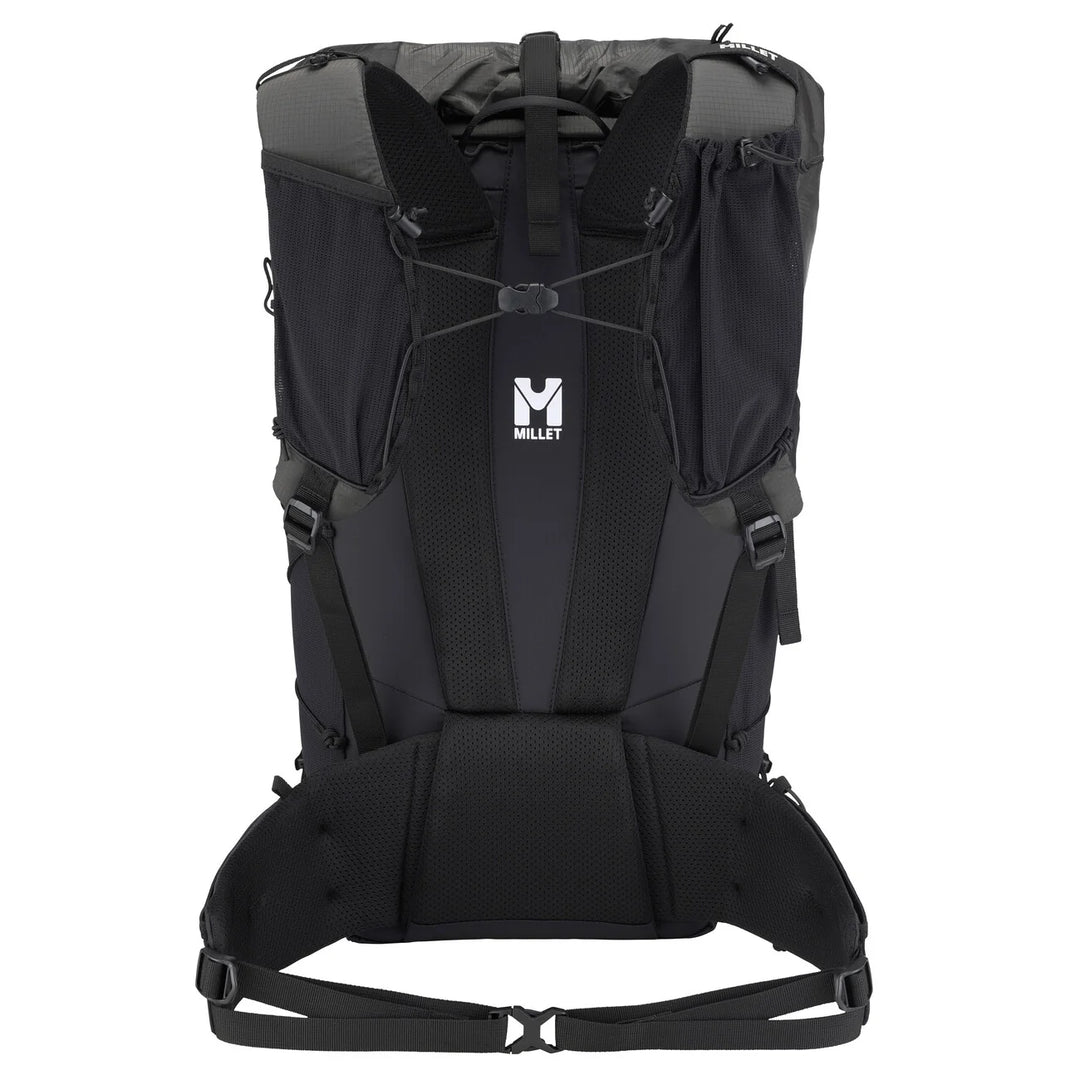 Millet Parmelan 35L Black — back panel with ventilated mesh, shoulder straps and hip belt