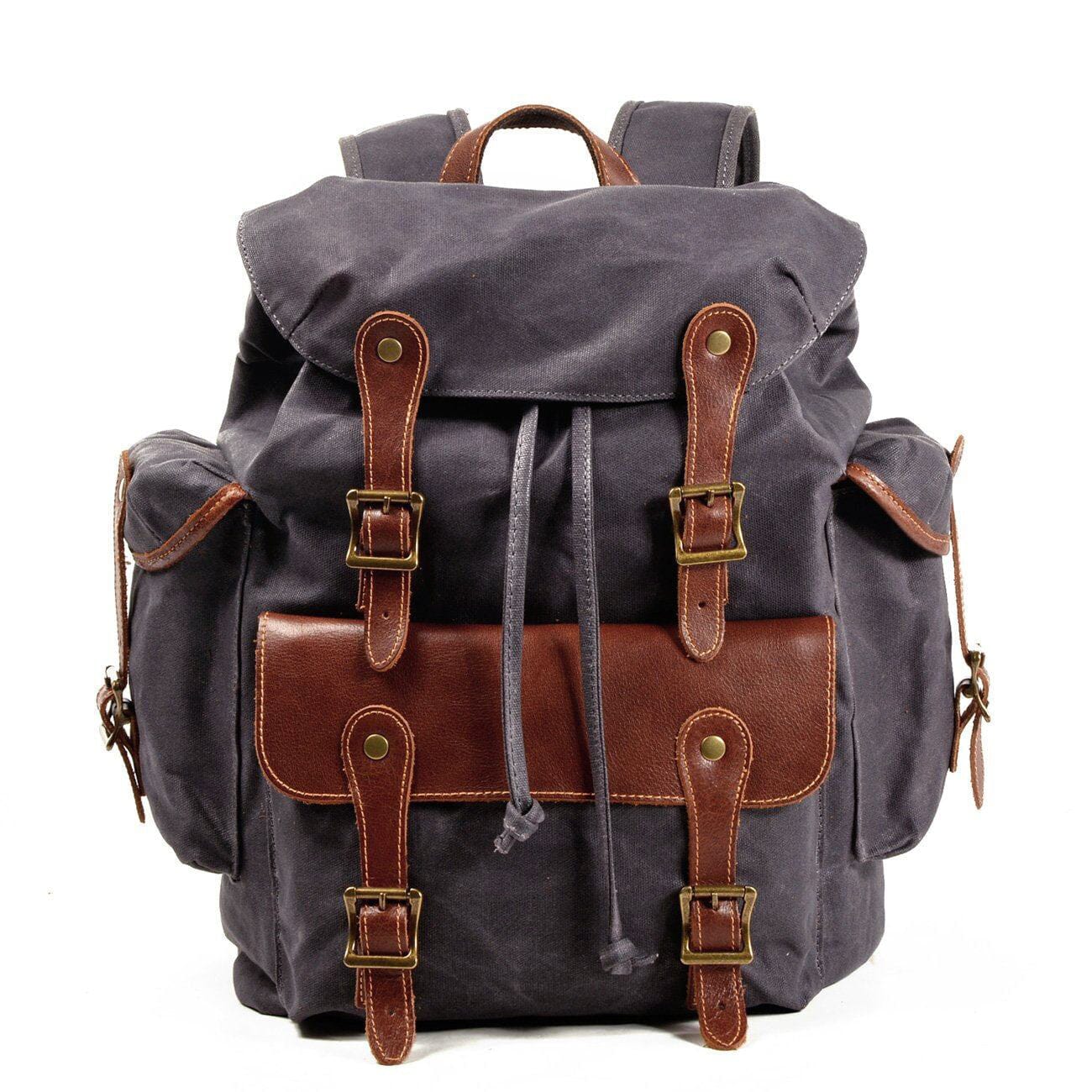 Black Buckles Retro School Backpack Handbags