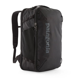 Patagonia Black Hole Mini MLC 30L Black — three-quarter view with clamshell zip and tonal logo