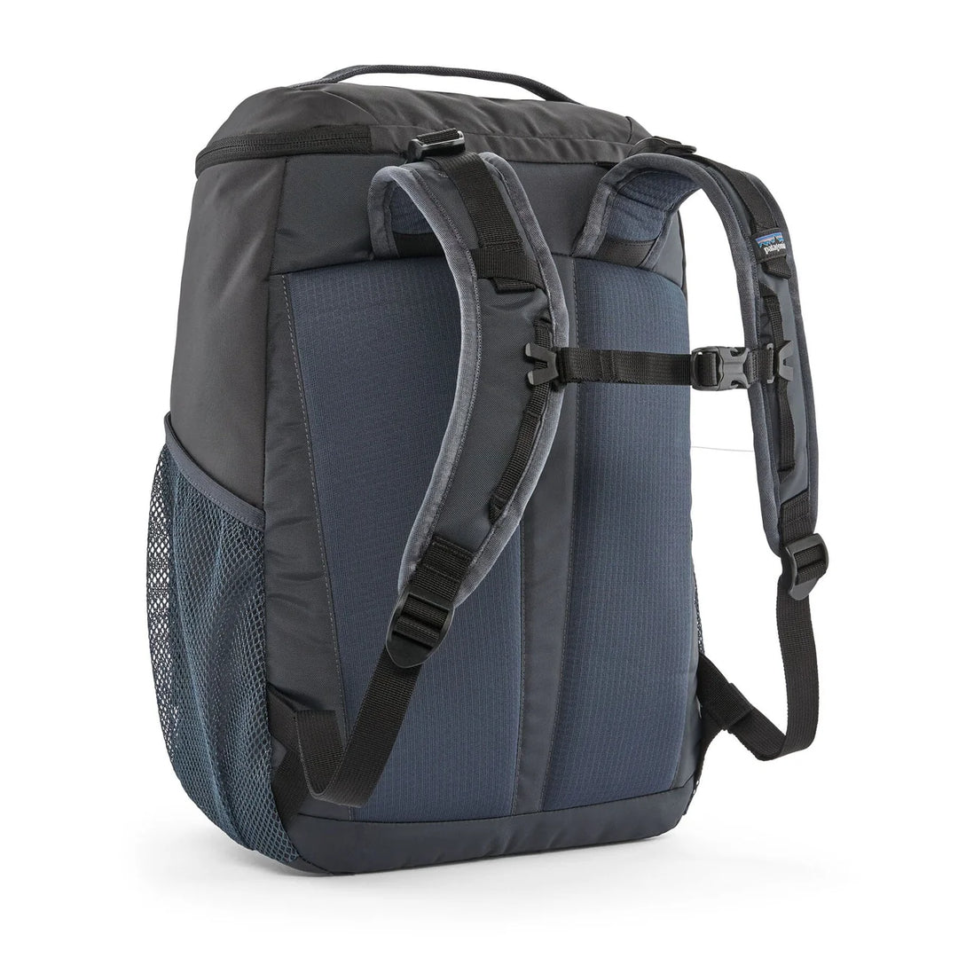 Patagonia Kids Refugito Daypack 18L Ink Black — back view with padded straps and sternum strap