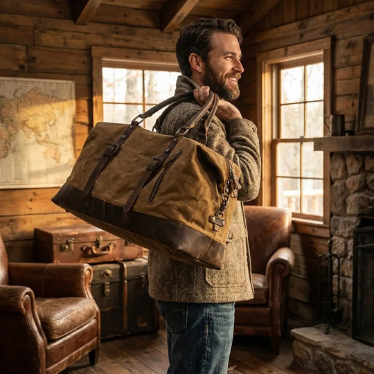 バッグ Caristyle Heavy Duty Canvas Duffle Bag - Vintage & Durable Travel Bag | QAANAQ