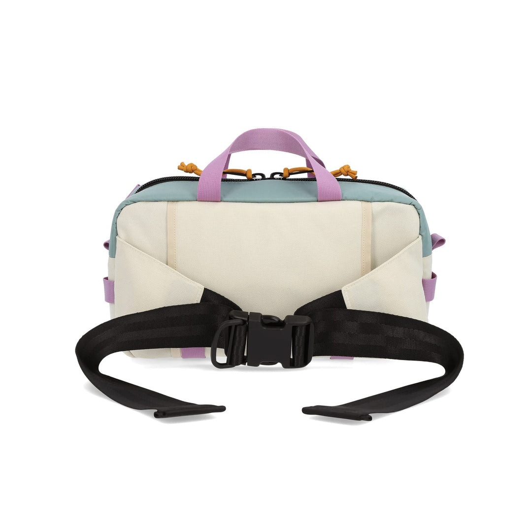 Rear view of the Quick Pack in sage and pond blue
