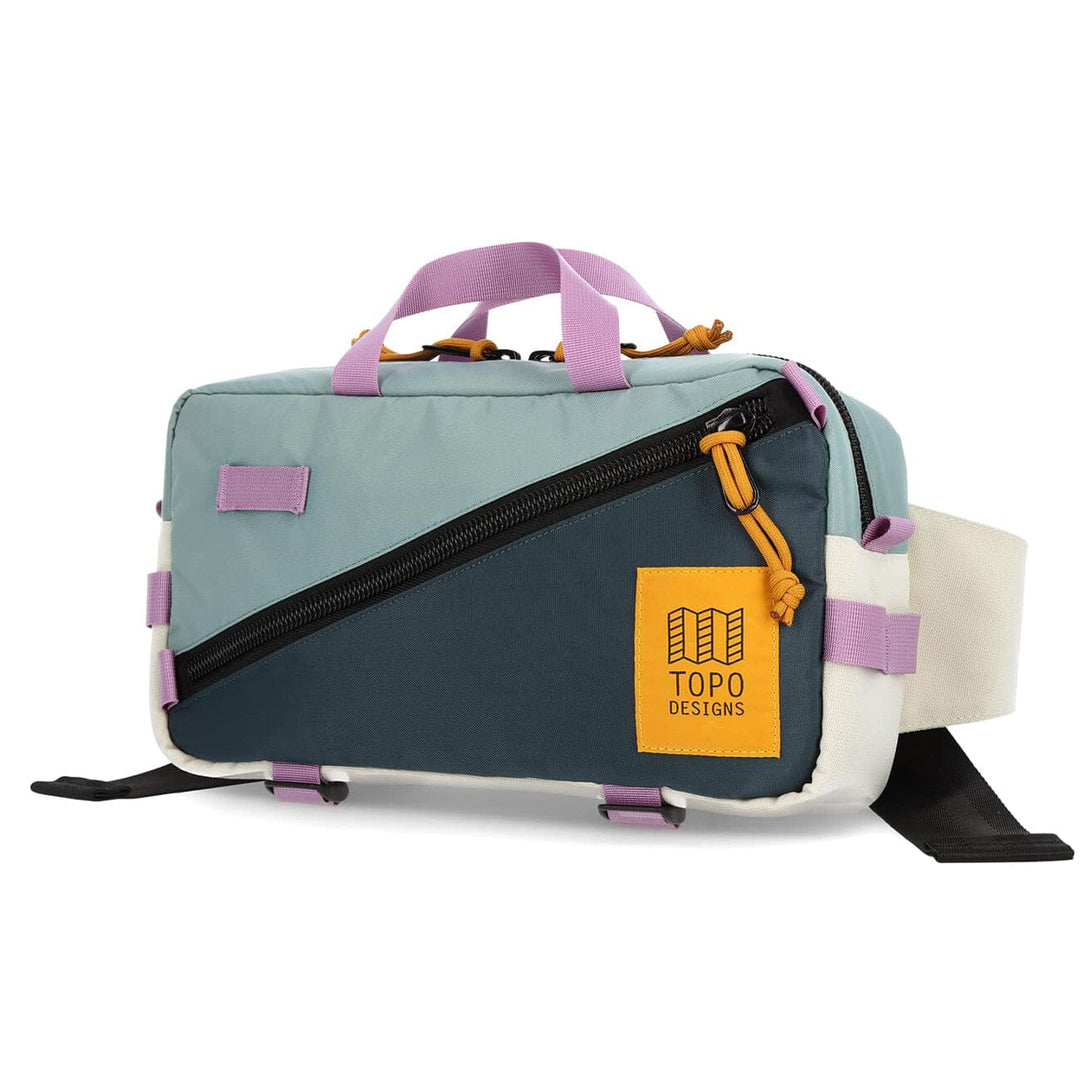 Side view of the Quick Pack in sage and pond blue