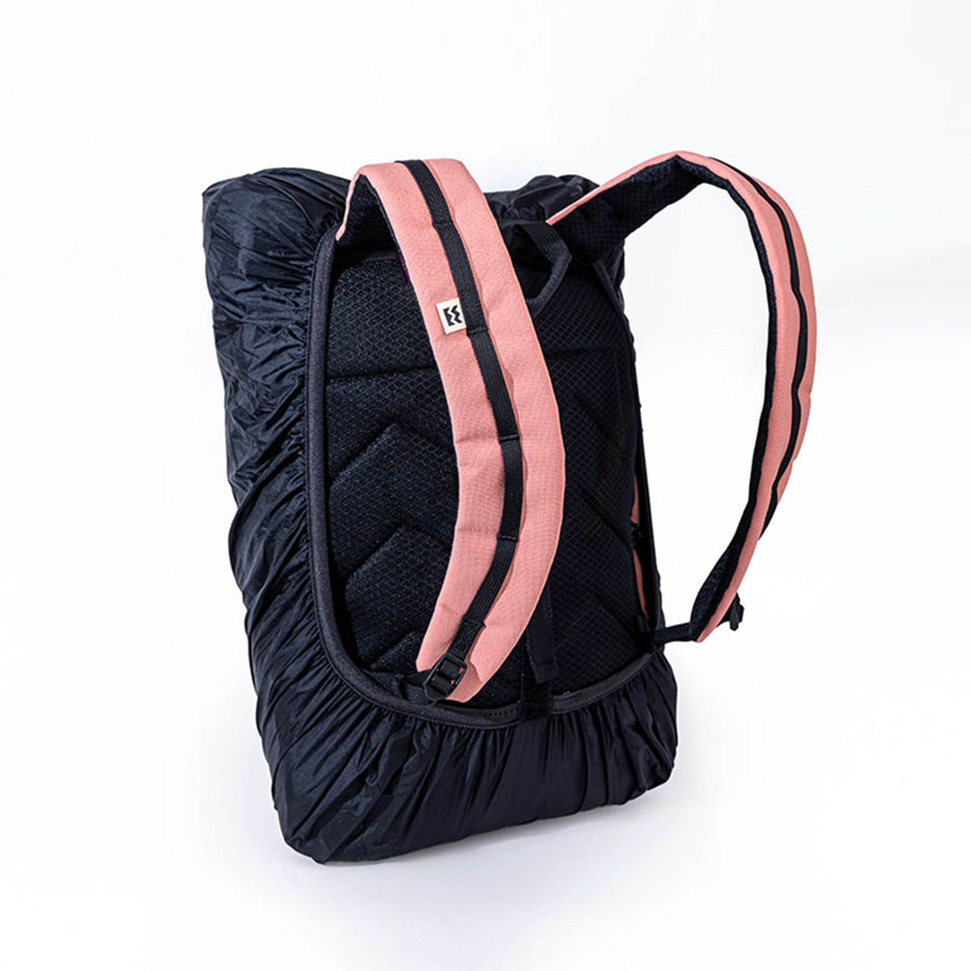 Side view of the Mero Mero Rain Cover on Wanaka Backpack
