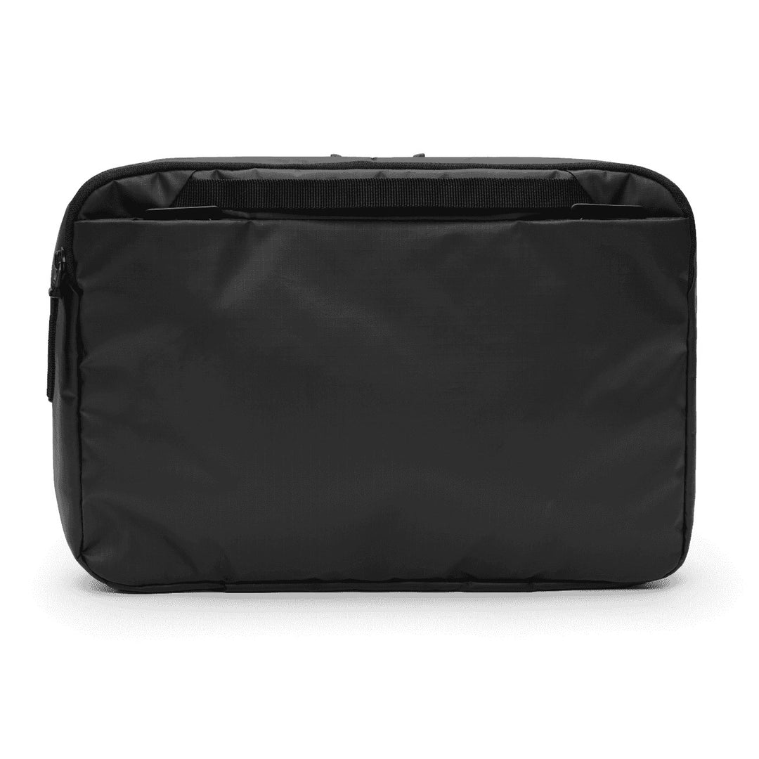 Ramverk Tablet Organizer in Black, back view with the trolley pass-through band