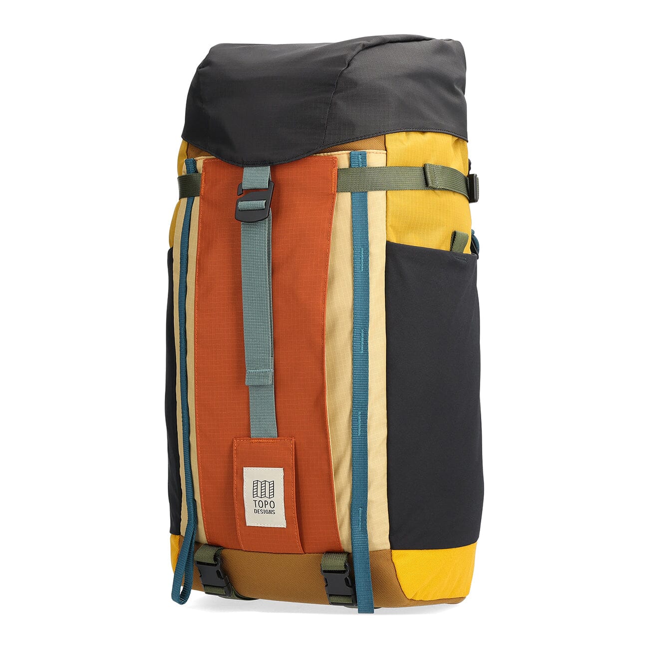 recycled hiking backpack mountain pack mustard black side