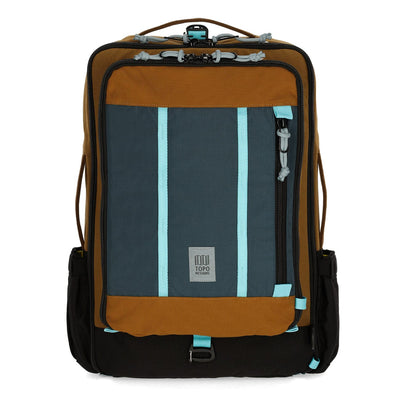 recycled travel backpack global travel pack 30 liters desert palm pond blue front