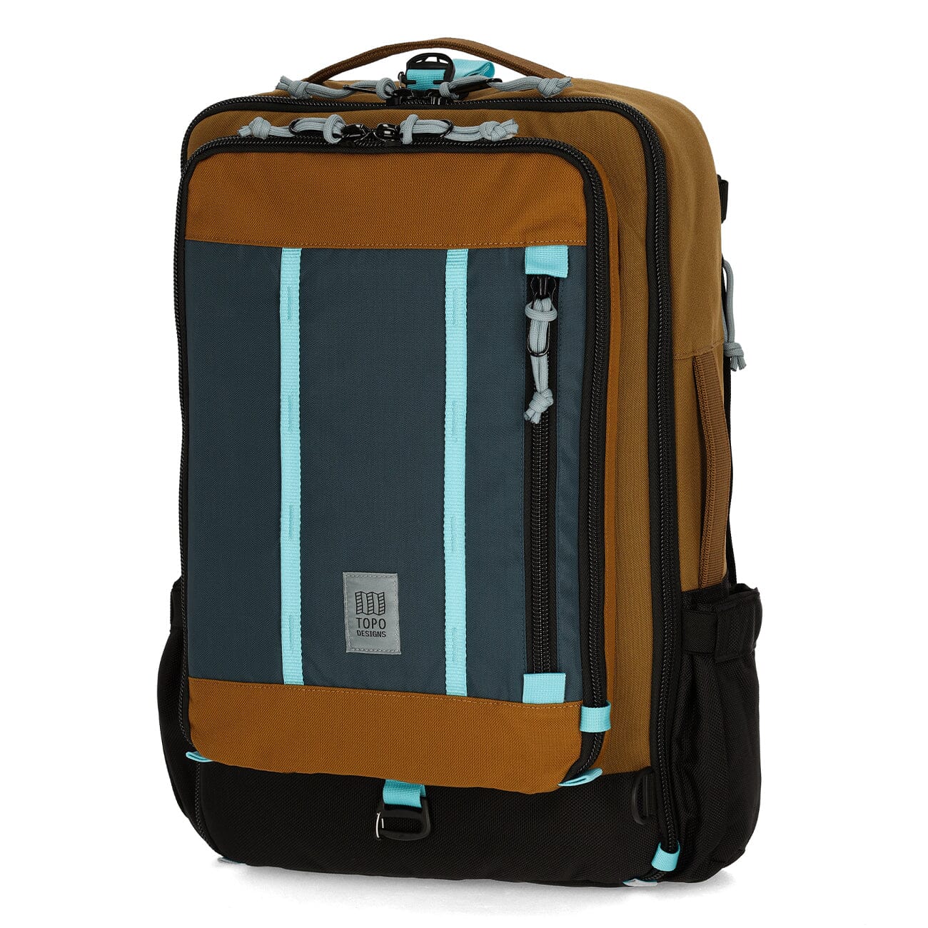 recycled travel backpack global travel pack 30 liters desert palm pond blue side