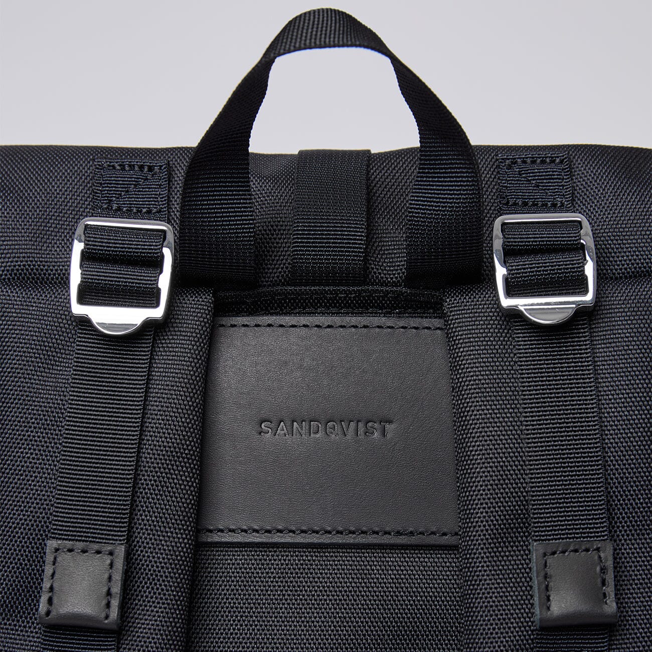 recycled urban backpack bernt sandqvist black back black genuine leather accents