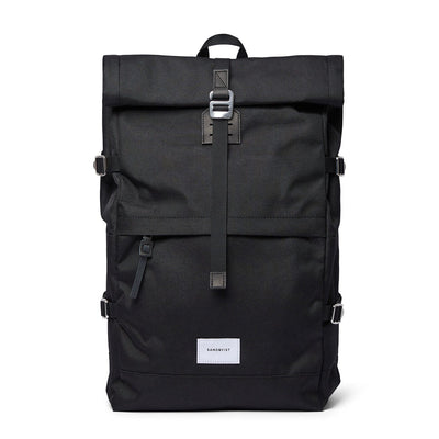 recycled urban backpack bernt sandqvist black color front view